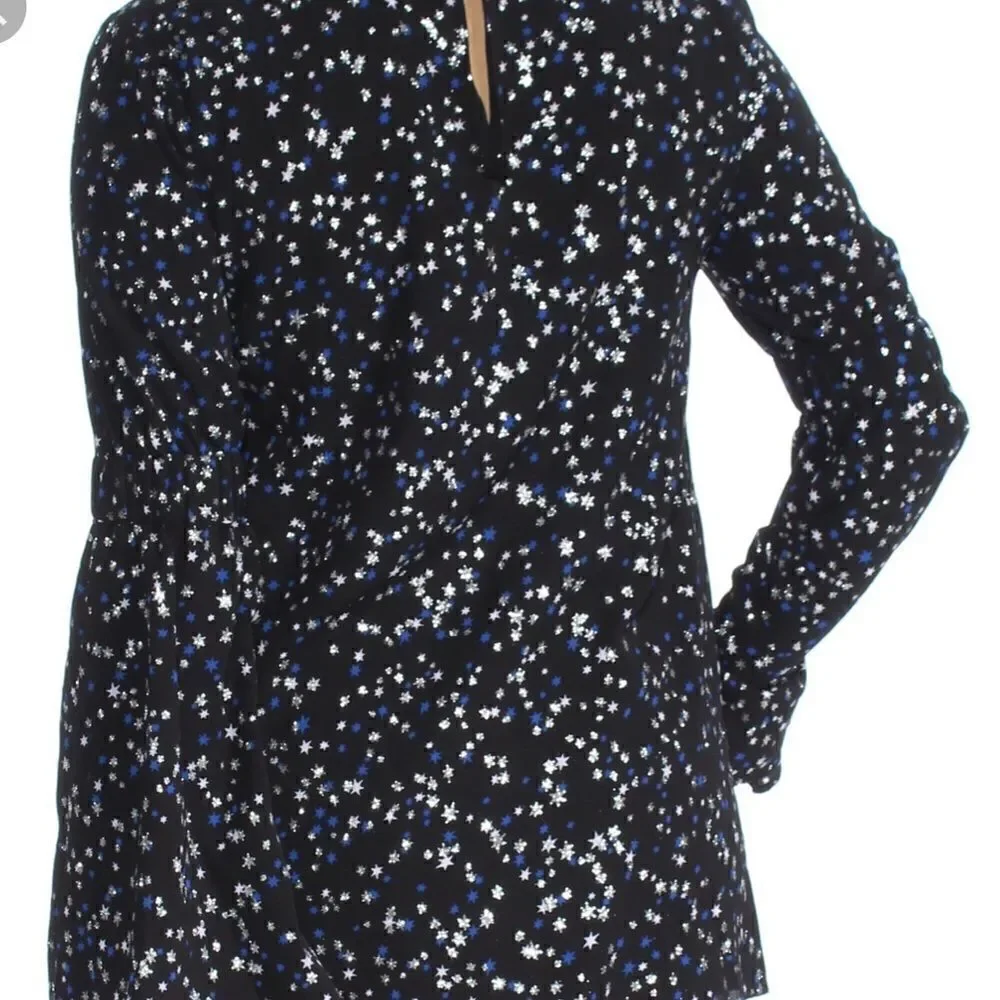 Michael Kors black glitter stars bell sleeve top S